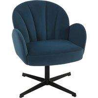 HOMCOM Swivel Accent Chair, Shell-Shaped Armchair with Spring Cushion, Metal Base, Dark Blue