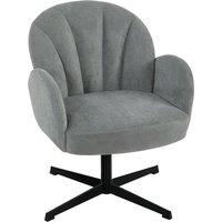 HOMCOM Swivel Accent Chair, Shell-Shaped Armchair with Spring Cushion, Metal Base, Grey