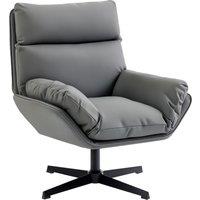 HOMCOM Accent Chair with 360 Swivel Armchair for Living Room with Padded Cushion Dark Grey