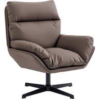 HOMCOM Accent Chair with 360 Swivel Armchair for Living Room with Padded Cushion Dark Brown