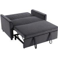 HOMCOM 2 Seater Sofa Bed, 3-in-1 Convertible Pull Out Sleeper Sofa with Clik-Clack Adjustable Backrest, Dark Grey