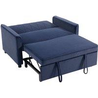 HOMCOM 2 Seater Sofa Bed, 3-in-1 Convertible Pull Out Sleeper Sofa with Clik-Clack Adjustable Backrest, Dark Blue