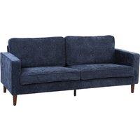 HOMCOM 3 Seater Sofa Button Tufted Upholstered Velvet Couch with Wood Legs for Living Room, Dark Blue