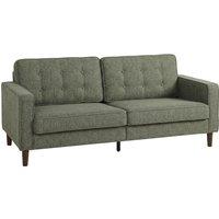 HOMCOM 3 Seater Sofa Button Tufted Upholstered Velvet Couch with Wood Legs for Living Room, Green