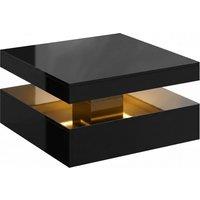 HOMCOM LED Coffee Table with Storage, 2-Tier Modern Centre Table with Open Shelf and Remote for Living Room, High Gloss Black