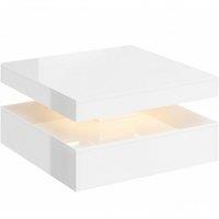 HOMCOM LED Coffee Table with Storage, 2-Tier Modern Centre Table with Open Shelf and Remote for Living Room, High Gloss White