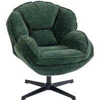 HOMCOM Modern Wingback Accent Chair, Velvet Armchair with Four-Star Base, S-Springs, 360 Swivel, Dark Green