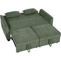 HOMCOM 2 Seater Sofa Bed, 4-in-1 L-Shaped Convertible Pull-Out Sleeper Sofa with Adjustable Backrest Side Pockets, Dark Green