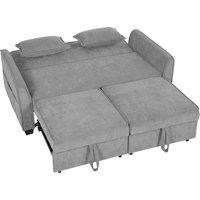 HOMCOM 2 Seater Sofa Bed, 4-in-1 L-Shaped Convertible Pull-Out Sleeper Sofa with Adjustable Backrest and Side Pockets, Grey