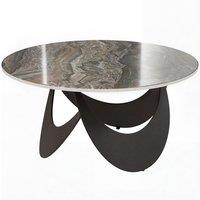 HOMCOM Coffee Table Sintered Stone Top Adjustable Foot Pads Modern centre Table for Living Room Brown and Black