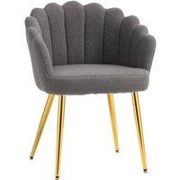 HOMCOM Lounge Chair Petal-Back Armchair Metal Metal Legs for Living Room Bedroom Grey
