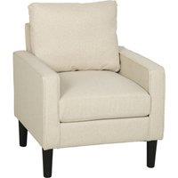 HOMCOM Accent Chair, Removable Pillow Linen Armchair with Comfy Spring Cushion for Living Room, Bedroom, Study, Cream