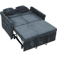 HOMCOM 2 Seater Sofa Bed 3-in-1 Convertible Chenille Pull Out Sleeper Sofa with 5-Position Adjustable Backrest, Dark Blue