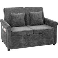 HOMCOM 2 Seater Sofa Bed 3-in-1 Convertible Chenille Pull Out Sleeper Sofa with 5-Position Adjustable Backrest, Grey