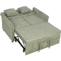 HOMCOM 2 Seater Sofa Bed 3-in-1 Convertible Chenille Pull Out Sleeper Sofa with 5-Position Adjustable Backrest, Light Green
