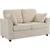 HOMCOM 2 Seater Sofa, Corduroy Small Couch with Spring Cushion, Wide and Deep Seat, Beige