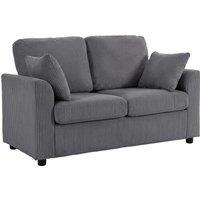 HOMCOM 2 Seater Sofa, Corduroy Small Couch with Spring Cushion, Wide and Deep Seat, Dark Grey
