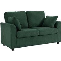 HOMCOM 2 Seater Sofa, Corduroy Small Couch with Spring Cushion, Wide and Deep Seat, Dark Green