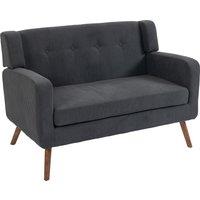 HOMCOM 2 Seater Sofa, 118 cm Corduroy Small Loveseat with Spring Cushion, Wood Legs for Small Space, Living Room, Dark Grey