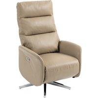 HOMCOM Power Recliner Chair, Swivel Electric Reclining Chair with Type C+USB, Recliner Armchair with Footrest, Brown