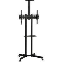 HOMCOM Mobile TV Stand on Wheels for 32-75 Inch Screens, Mobile TV Cart with Tilt, Height Adjustable, Black