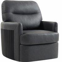 HOMCOM 360 Swivel Accent Chair, Modern Armchair with Thick Cushion, PU Leather Upholstered, Dark Grey