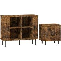 HOMCOM Mid-Century Sideboard Cabinet, Nightstand, Accent Console with Tambour Doors, Rustic Brown