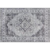 HOMCOM Vintage Area Rug, Non-Slip Washable Rug, Flannel Floor Carpet for Living Room, Bedroom, Dining Room, Home Office, 290 x 200 cm, Grey