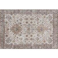 HOMCOM Vintage Area Rug, Non-Slip Washable Rug, Flannel Floor Carpet for Living Room, Bedroom, Dining Room, Home Office, 230 x 160 cm, Beige