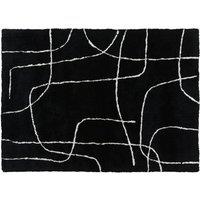 HOMCOM Modern Fluffy Area Rug, Geometric Pattern Washable Rug, Soft High Pile Floor Carpet for Living Room, Bedroom, Dining Room, Home Office, 170 x 120 cm, Black