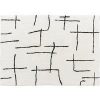 HOMCOM Modern Fluffy Area Rug, Geometric Pattern Washable Rug, Soft High Pile Floor Carpet for Living Room, Bedroom, Dining Room, Home Office, 170 x 120 cm, Cream