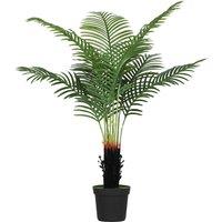HOMCOM 120cm Artificial Areca Palm Tree with 9 PE Leaves, Decorative Artificial Plant with Plastic Pot and Flocked Soil, Fake Plant for Home Office Decor, Green