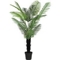 HOMCOM 175cm Artificial Areca Palm Tree with 16 PE Leaves, Decorative Artificial Plant with Plastic Pot and Flocked Soil, Fake Plant for Home Office Decor, Green