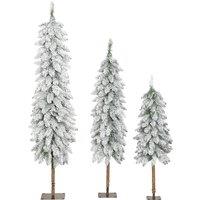 HOMCOM Set of 3 Pencil Flocked Christmas Tree, 3ft 4ft 5ft