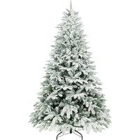 HOMCOM 7 ft Artificial Flocked Christmas Tree with 1867 Branches, Hinged Xmas Tree with Foldable Metal Stand, Easy Assembly for Home Office Decor