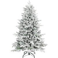 HOMCOM 5ft Flocked Christmas Tree with Hinged Realistic Tips, Wide Shape