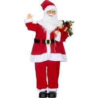 HOMCOM Life Size Santa Claus Christmas Decoration, Voice-Activated with Twinkling LED Lights, Red