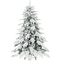 HOMCOM 5ft Super Flocked Christmas Tree - Green/White