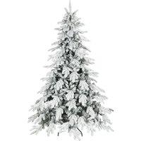 HOMCOM 7ft Super Flocked Christmas Tree - Green/White
