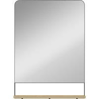 HOMCOM Wall Mirror with Wood Shelf - Black