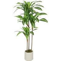 HOMCOM 120cm Artificial Dracaena Tree with Bendable Trunks - Green