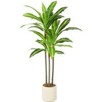 HOMCOM 90cm Lifelike Fake Tree, Artificial Dracaena Tree with Bendable Trunks, Green