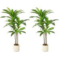 HOMCOM 120cm Lifelike Fake Tree, Artificial Dracaena Tree with Bendable Trunks, Green