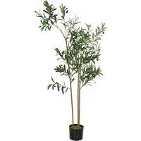 HOMCOM Decorative Artificial Plant, 148 cm Silk Olive Tree with 553 Leaves in Cement Pot, Fake Plant