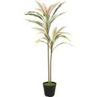 HOMCOM 90 cm Artificial Cordyline Tree in Moss Effect Pot, Realistic PEVA Faux Plant, Yellow