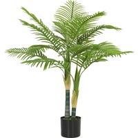 HOMCOM Artificial Palm Tree with 14 PEVA Leaves, 120cm Decorative Artificial Plant with Pot and Moss Effect, Green