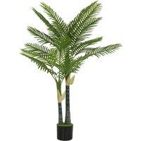 HOMCOM Artificial Palm Tree with 16 PEVA Leaves, 150cm Decorative Artificial Plant with Pot and Moss Effect, Green