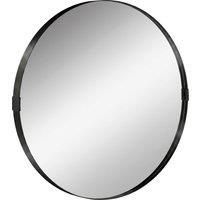 HOMCOM Round Wall Mirror 61 cm, Wall Mounted Bathroom Mirror with Tempered Safety Glass and Aluminium Alloy Frame, Black