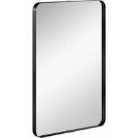 HOMCOM Rectangular Wall Mirror, 90 x 60 cm Wall Mounted Bathroom Mirror with Aluminium Alloy Frame and Tempered Glass, Black