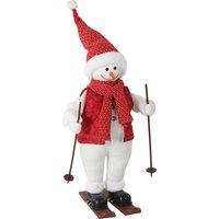 HOMCOM 2ft Singing Skiing Santa Claus, Standing Christmas Animated Santa Figure with Ski Board, Poles, Sound/Touch Activated